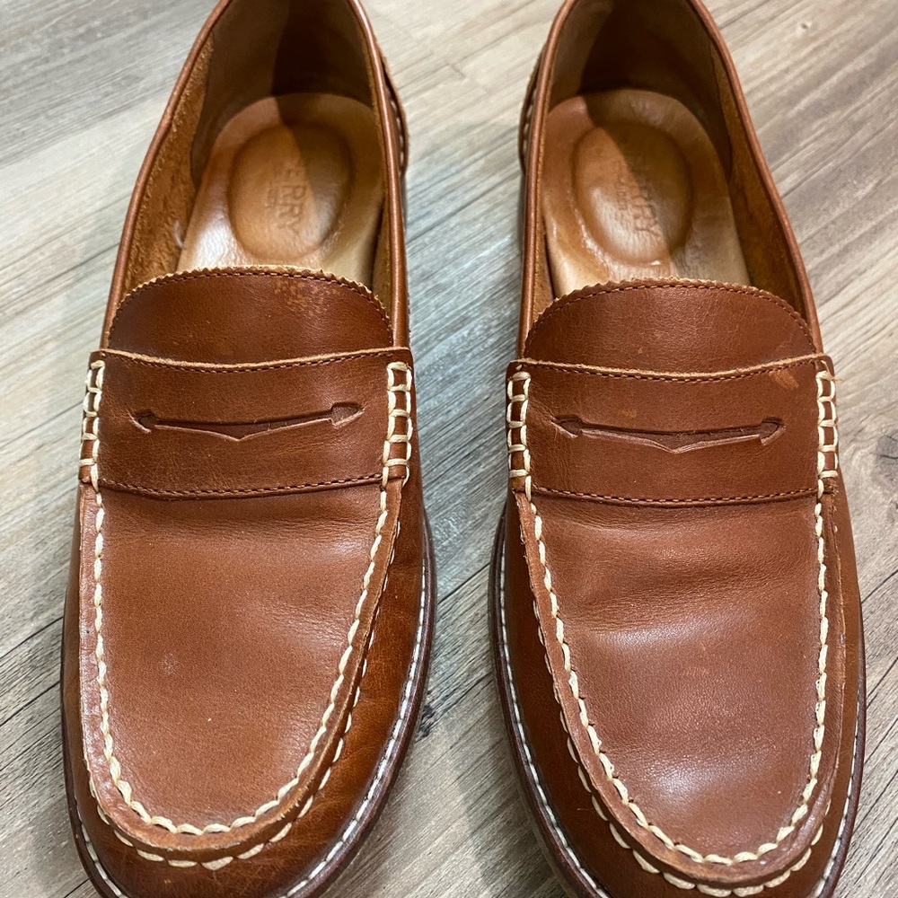 Sperry Brown Seaport Leather Penny Loafers Flats